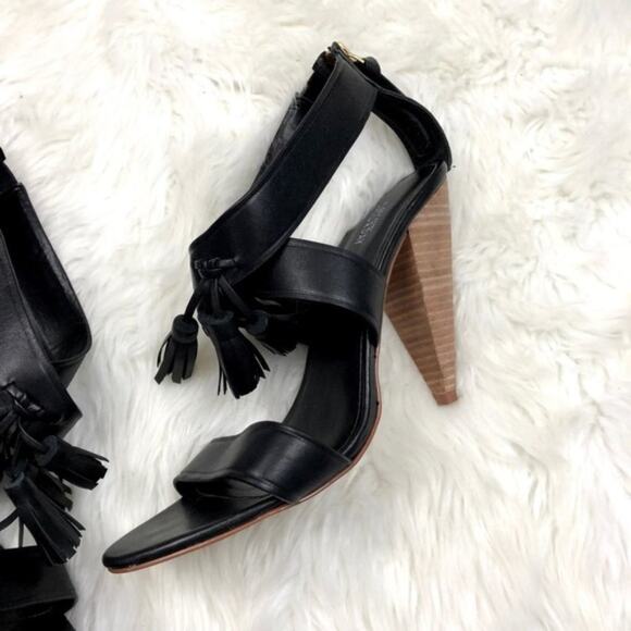 Saturday Kate Spade 8.5 Womens Black Tassel Stack Heels - Picture 3 of 8